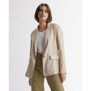 Quince 100% European Linen Blazer Jacket in Driftwood Flax Fiber Size Large
